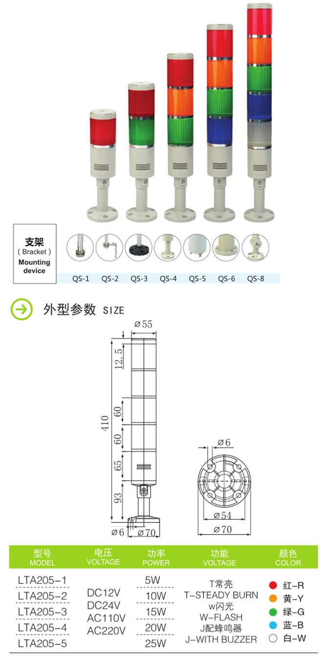 启晟设备警示灯LTA205 多层警示灯塔灯